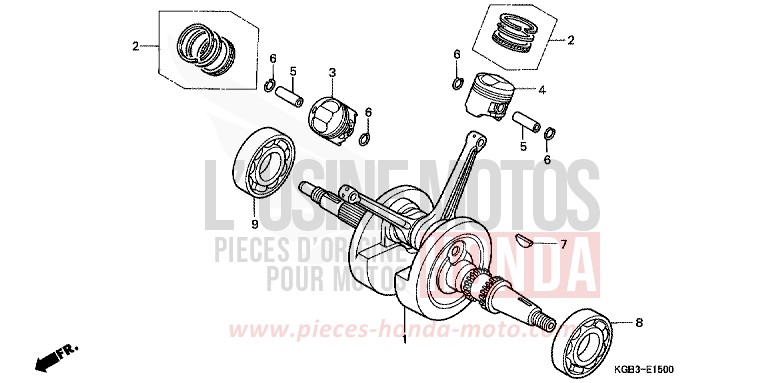 CRANKSHAFT/PISTON for Shadow VT125C CANDY GLORY RED-U (R101) from 2000